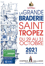Grande Braderie de Saint-Tropez vom 29.10.-01.11.2021. Grande Braderie des commercants Schnäppchen im Designerladen beim Sommerschlussverkauf (Saint Tropez - Frankreich). Fotos & Video.